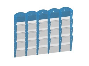 Nástěnný plastový zásobník na prospekty - 5 x 4 A4, modrý