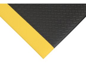 Protiúnavová rohož s diamantovým vzorem, PVC, 90 x 150 cm, černá / žlutá