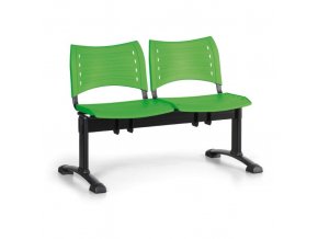 Plastová lavice do čekáren VISIO, 2-sedák, zelená, černé nohy