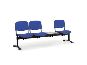 Čalouněná lavice do čekáren VIVA, 3-sedák, se stolkem, modrá, černé nohy