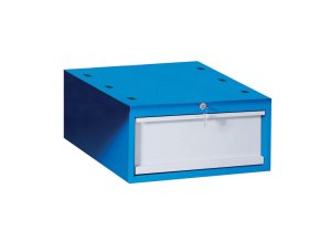 Závěsná zásuvka na nářadí k pracovním stolům GD, 1x zásuvka, 510 x 592 x 255 mm, modrá / šedá