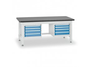 Pracovní stůl do dílny BL se 2 závěsnými boxy na nářadí, MDF + PVC deska, 8 zásuvek, 1800 x 750 x 800 mm