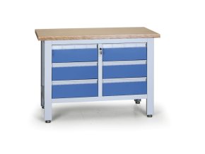 pracovni stul do dilny expert 6 zasuvek 1200 x 600 x 860 900 mm modra 8244