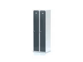 kovova satni skrinka 2 oddily 1800 x 600 x 500 mm cylindricky zamek tmave sede dvouplastove dvere 112158