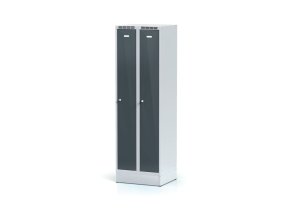 kovova satni skrinka na soklu 2 oddily 1920 x 600 x 500 mm otocny zamek tmave sede dvouplastove dvere 12706