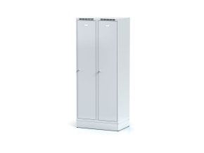 kovova satni skrinka s6 s mezistenou na soklu 2 oddily 1920 x 800 x 500 mm cylindricky zamek sede dvere 10959