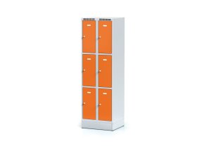 satni skrinka s uloznymi boxy na soklu 6 boxu 1920 x 600 x 500 mm cylindricky zamek oranzove dvere 11354