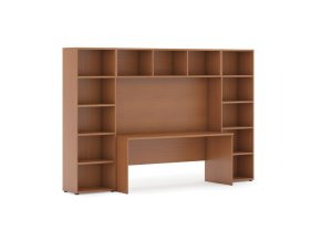 Sestavy knihoven INTEGRO se stolem, nižší, 2950 x 700/400 x 1923 mm, třešeň