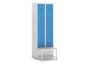 satni skrinka s lavickou a polici 2 oddily 1875 x 600 x 500 800 mm cylindricky zamek modre dvere 15558