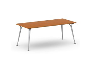 Jednací kancelářský stůl PRIMO ALFA, 200x90 cm, šedostříbrná podnož, třešeň