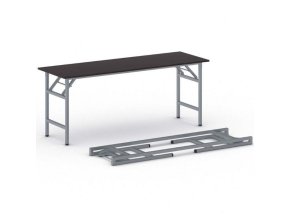 Konferenční stůl FAST READY, 170x50 cm, šedostříbrná podnož, wenge