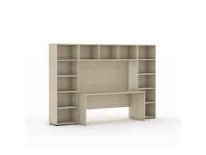 Sestavy knihoven INTEGRO se stolem, nižší, 2950 x 700/400 x 1923 mm, dub přírodní