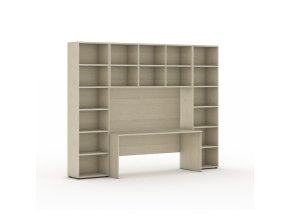 Sestavy knihoven INTEGRO se stolem, vyšší, 2950 x 700/400 x 2300 mm, dub přírodní