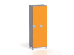 Šatní skříňka, 2 oddíly, 1750 x 600 x 400 mm, otočný zámek, šedá/oranžová