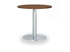 Konferenční stolek ZEUS II, průměr 60 cm, chromovaná podnož, ořech
