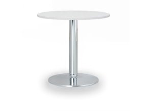 Konferenční stolek ZEUS II, průměr 60 cm, chromovaná podnož, bílá