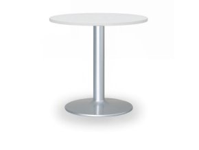 Konferenční stolek ZEUS II, průměr 60 cm, šedá podnož, bílá