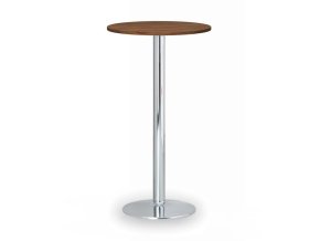 Koktejlový stůl OLYMPO II, průměr 600 mm, chromovaná podnož, deska ořech
