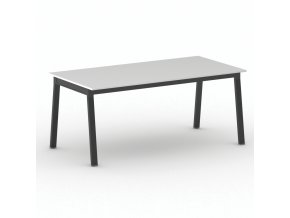 Jednací kancelářský stůl PRIMO BASIC, 180x90 cm, černá podnož, bílá