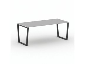 Kancelářský stůl PRIMO IMPRESS, 200x90 cm, černá podnož, šedá