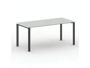 Jednací kancelářský stůl PRIMO INFINITY, 180x90 cm, černá podnož, bílá