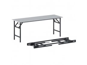 Konferenční stůl FAST READY s černou podnoží 1700 x 500 x 750 mm, šedá