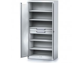 policova dilenska skrin 2 dverova mechanic 5 polic 2 zasuvky 920 x 500 x 1950 mm sede dvere 17179