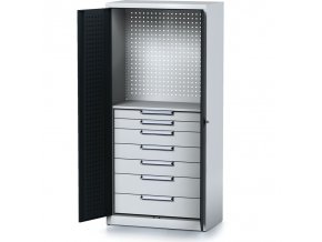 policova dilenska skrin 2 dverova mechanic 1 police 7 zasuvek 920 x 500 x 1950 mm antracitove dvere 17819