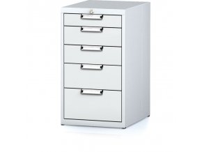 Dílenský zásuvkový box na nářadí MECHANIC, 5 zásuvek, 480 x 600 x 840 mm, šedé dveře