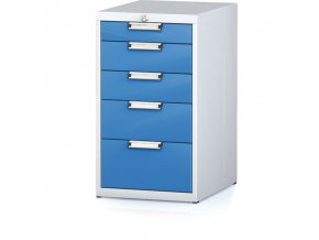 Dílenský zásuvkový box na nářadí MECHANIC, 5 zásuvek, 480 x 600 x 840 mm, modré dveře