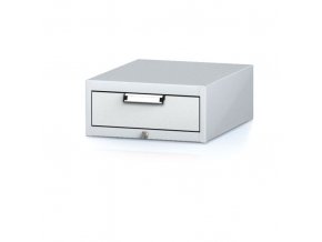 Závěsný dílenský box na nářadí k pracovním stolům MECHANIC, 1 zásuvka, 480 x 600 x 218 mm, šedé dveře