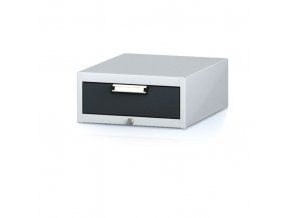 Závěsný dílenský box na nářadí k pracovním stolům MECHANIC, 1 zásuvka, 480 x 600 x 218 mm, antracitové dveře