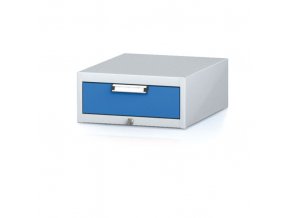 Závěsný dílenský box na nářadí k pracovním stolům MECHANIC, 1 zásuvka, 480 x 600 x 218 mm, modré dveře