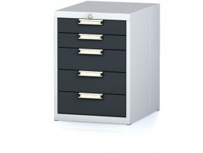 Dílenský zásuvkový box na nářadí MECHANIC, 5 zásuvek, 480 x 600 x 662 mm, antracitové dveře