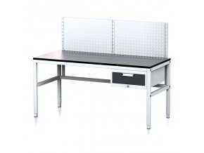 nastavitelny dilensky stul mechanic ii s perfopanelem 1 zasuvkovy box na naradi 1600x700x745 985 mm seda antracit 18020