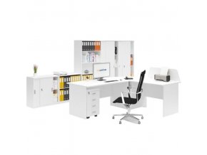 Sestava kancelářského nábytku MIRELLI A+, typ B, bílá