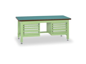 Profesionální dílenský stůl GL, 2x4 zásuvky, deska MDF + PVC, 1800x750 mm