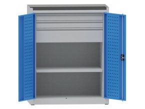 dilenska kovova skrin na naradi kovona 1 police 3 zasuvky svarovana nosnost 50 kg 950 x 500 x 1170 mm 23824