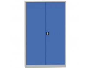 Víceúčelová kovová skříň, 4 police, 1950 x 1200 x 400 mm, modré dveře