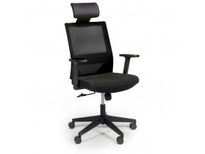 Kancelářská židle se síťovaným opěrákem WOLF, nastavitelné područky, plastový kříž, černá