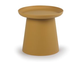Plastový kávový stolek FUNGO, průměr 50 cm, okrový