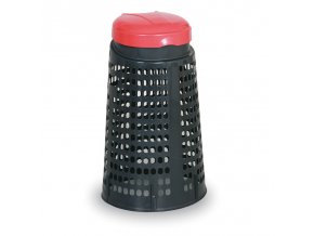 Plastový odpadkový koš na 120 L pytle, černý, červené víko
