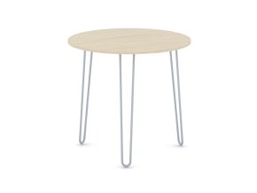 Kulatý jídelní stůl SPIDER, průměr 80 cm, šedostříbrná podnož, dub přírodní
