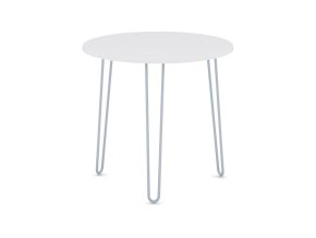 Kulatý jídelní stůl SPIDER, průměr 80 cm, šedostříbrná podnož, bílá