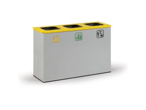 Koš na tříděný odpad 3x 42 l, stojan na odpadkové pytle, šedá/žlutá