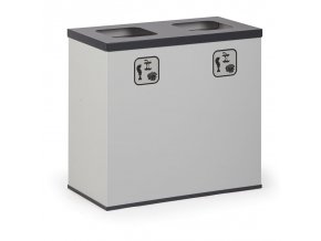 Koš na tříděný odpad 2x 42 l, stojan na odpadkové pytle, šedá/tmavě šedá