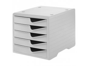 Třídící box, 5 zásuvek, šedá/šedá