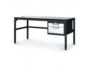 Antistatický dílenský ESD stůl, 2 zásuvkový box na nářadí, 1600x800x745-985 mm