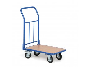plosinovy vozik s vyplni a sklopnym madlem plosina 450x700 mm nosnost 200 kg kola 125 mm s cernou pryzi 67057