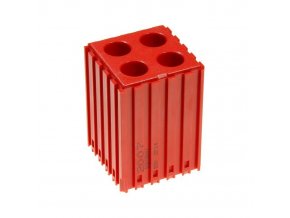 plastovy box na naradi s valcovou stopkou d14 modul 5x5 4 dutiny cervena 35562